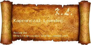 Kapronczai Leander névjegykártya