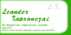 leander kapronczai business card